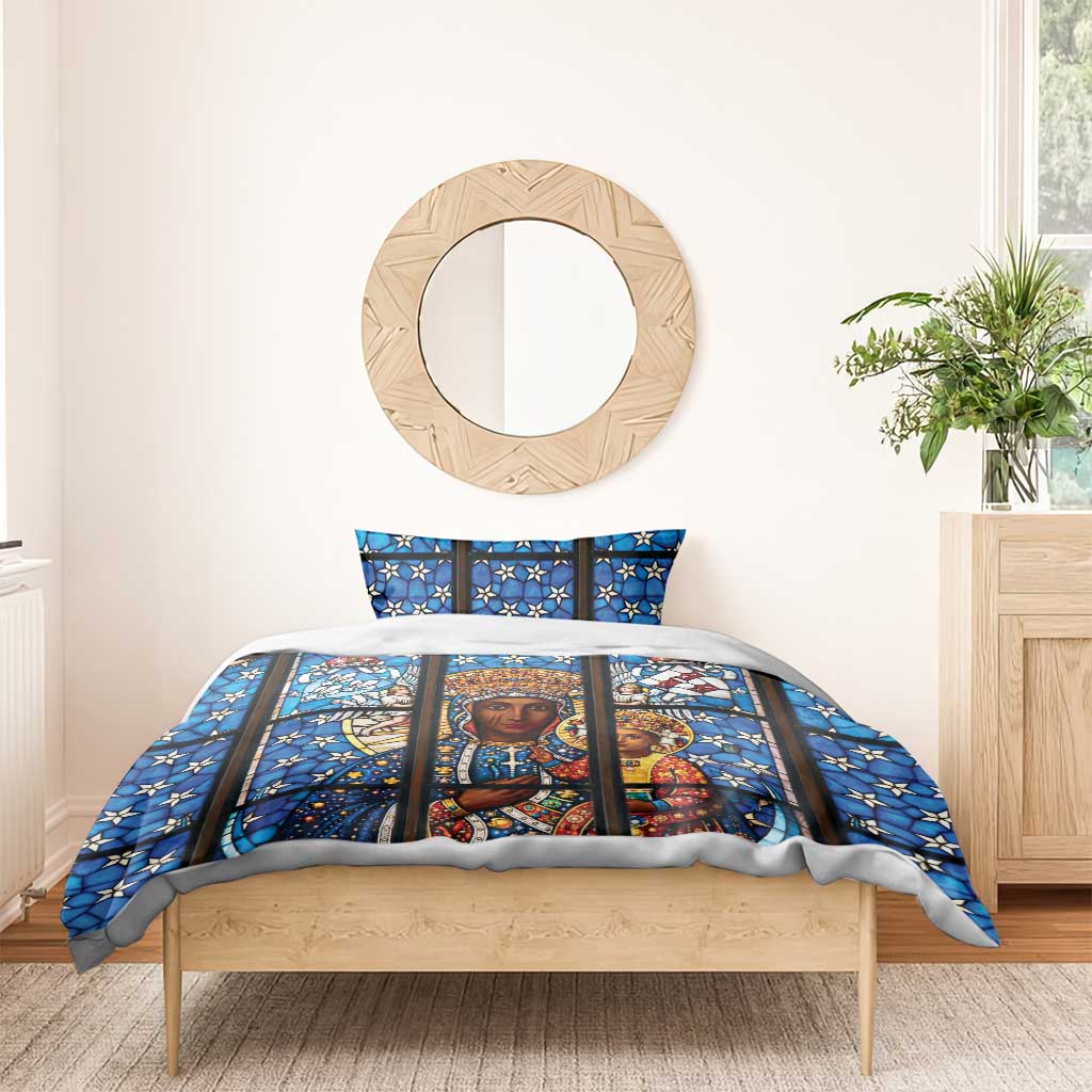 Polish Black Madonna of Czestochowa Bedding Set Our Lady of Poland Stained Glass