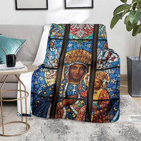 Polish Black Madonna of Czestochowa Blanket Our Lady of Poland Stained Glass