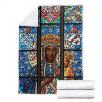 Polish Black Madonna of Czestochowa Blanket Our Lady of Poland Stained Glass