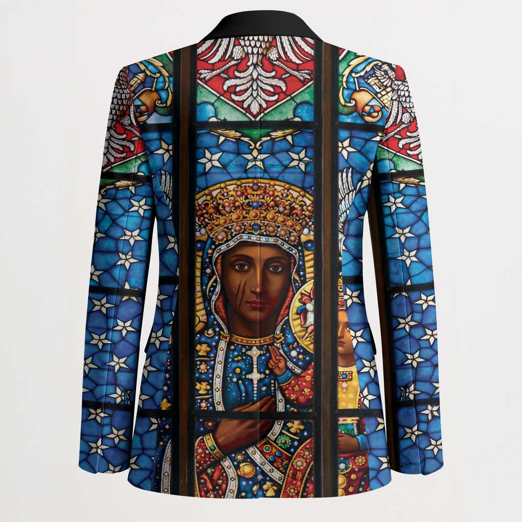 Polish Black Madonna of Czestochowa Blazer Our Lady of Poland Stained Glass