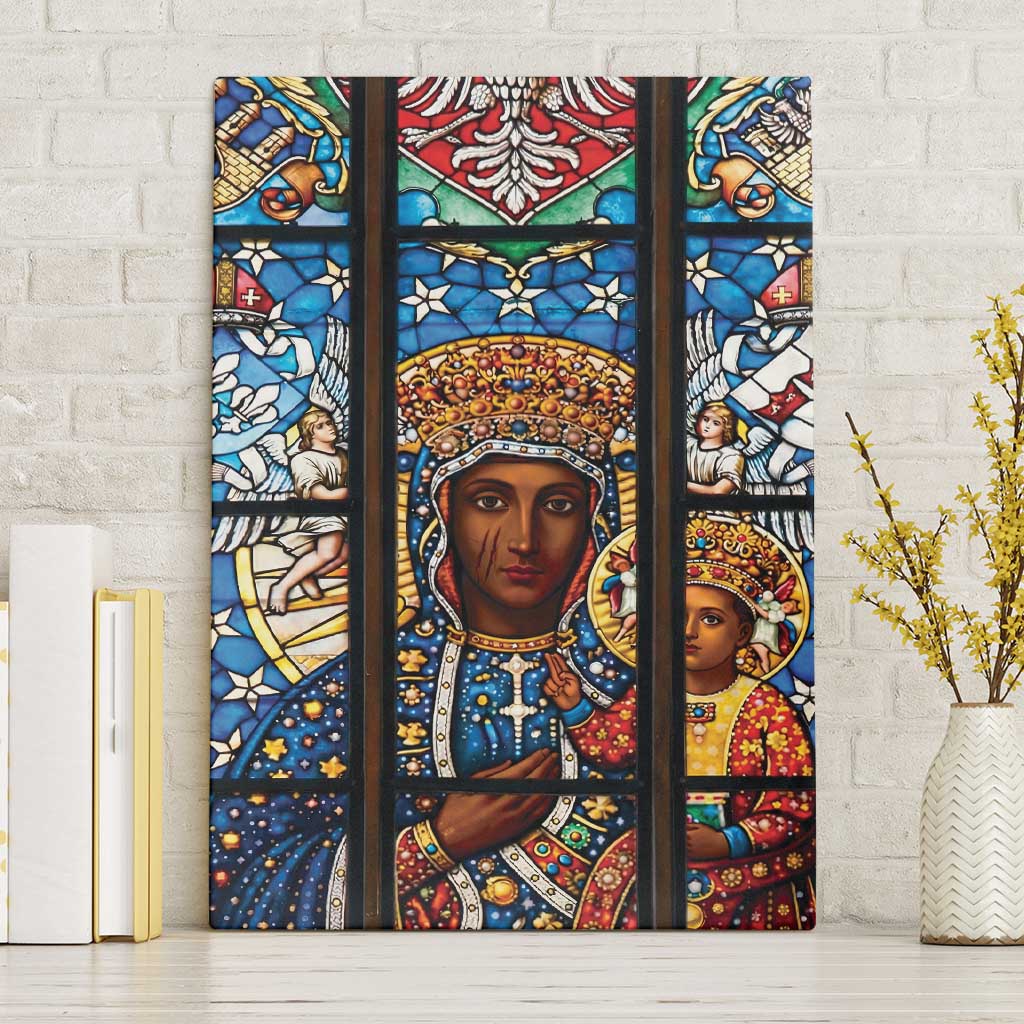 Polish Black Madonna of Czestochowa Canvas Wall Art Our Lady of Poland Stained Glass