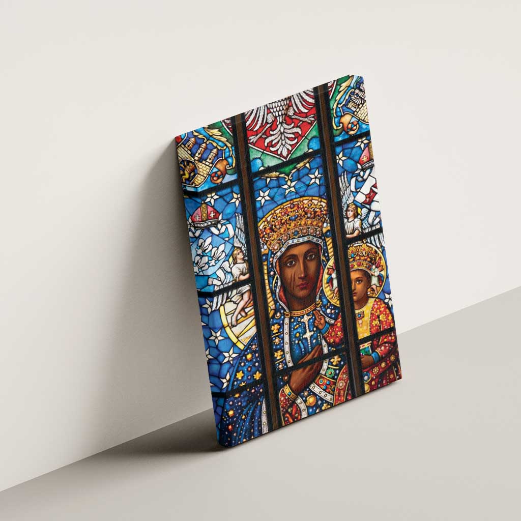 Polish Black Madonna of Czestochowa Canvas Wall Art Our Lady of Poland Stained Glass