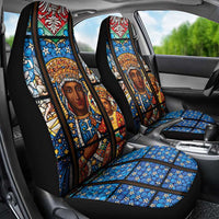 Polish Black Madonna of Czestochowa Car Seat Cover Our Lady of Poland Stained Glass