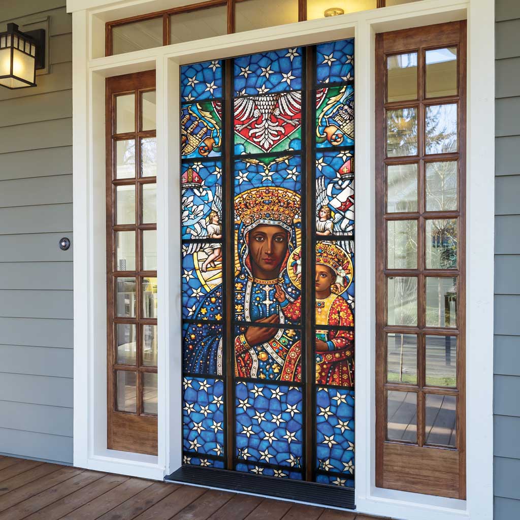 Polish Black Madonna of Czestochowa Door Cover Our Lady of Poland Stained Glass