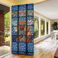 Polish Black Madonna of Czestochowa Door Cover Our Lady of Poland Stained Glass