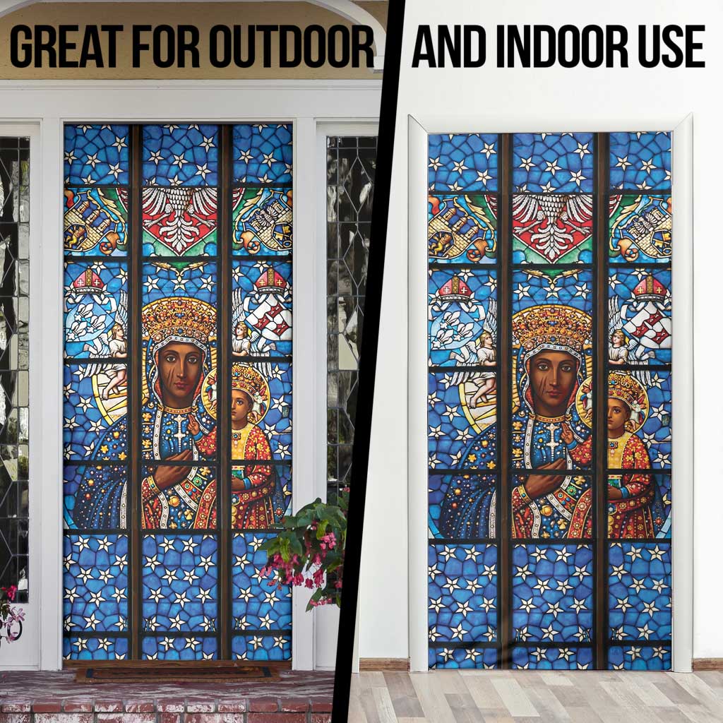 Polish Black Madonna of Czestochowa Door Cover Our Lady of Poland Stained Glass