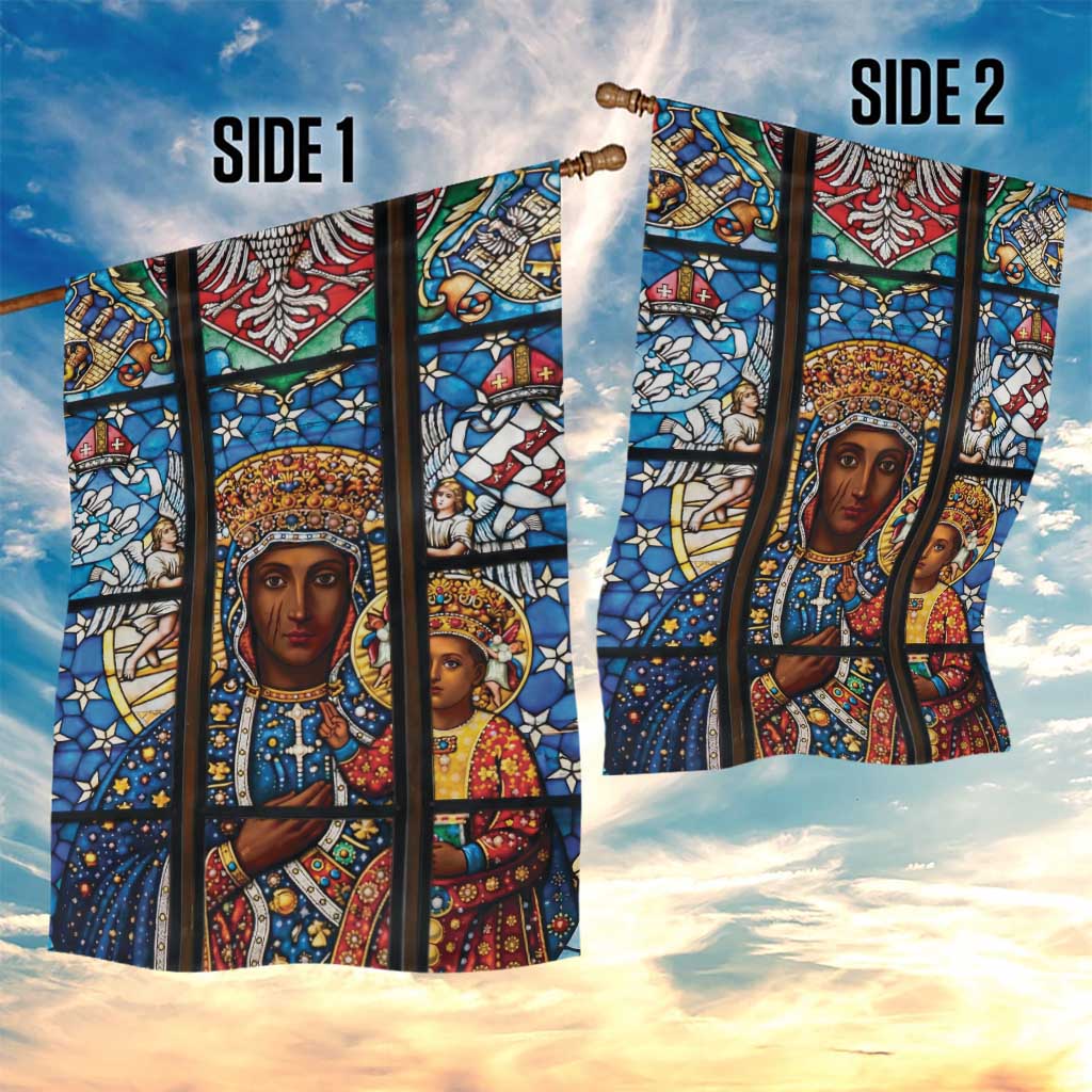 Polish Black Madonna of Czestochowa Garden Flag Our Lady of Poland Stained Glass