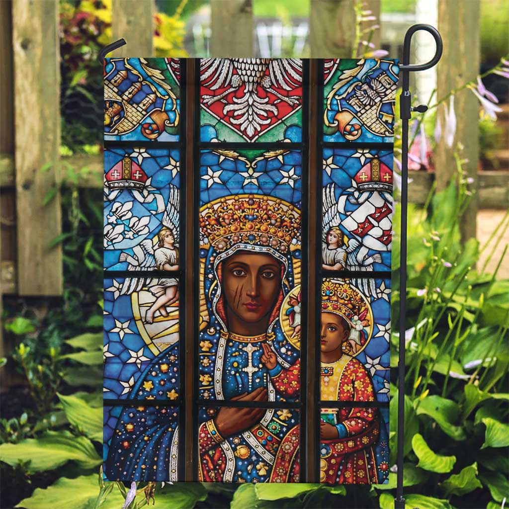 Polish Black Madonna of Czestochowa Garden Flag Our Lady of Poland Stained Glass