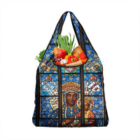 Polish Black Madonna of Czestochowa Grocery Bag Our Lady of Poland Stained Glass