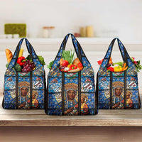 Polish Black Madonna of Czestochowa Grocery Bag Our Lady of Poland Stained Glass