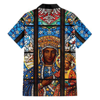 Polish Black Madonna of Czestochowa Hawaiian Shirt Our Lady of Poland Stained Glass