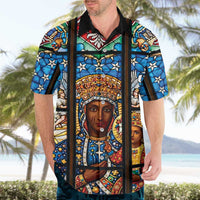 Polish Black Madonna of Czestochowa Hawaiian Shirt Our Lady of Poland Stained Glass
