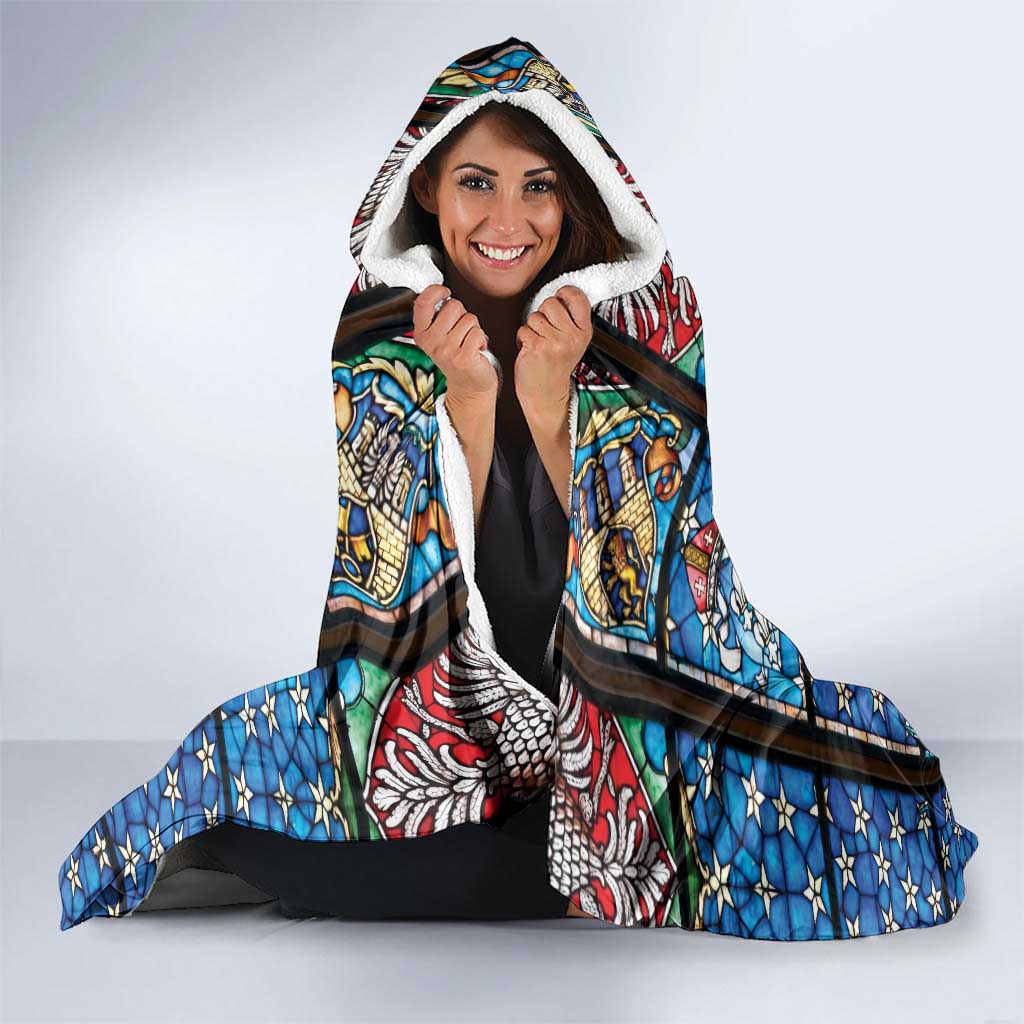 Polish Black Madonna of Czestochowa Hooded Blanket Our Lady of Poland Stained Glass