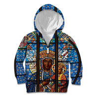 Polish Black Madonna of Czestochowa Kid Hoodie Our Lady of Poland Stained Glass