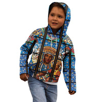 Polish Black Madonna of Czestochowa Kid Hoodie Our Lady of Poland Stained Glass
