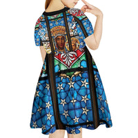 Polish Black Madonna of Czestochowa Kid Short Sleeve Dress Our Lady of Poland Stained Glass