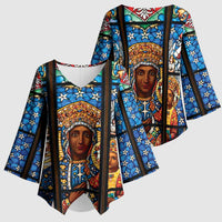 Polish Black Madonna of Czestochowa Kimono Sleeve Blouse Our Lady of Poland Stained Glass