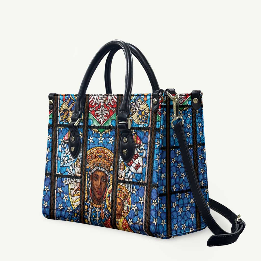 Polish Black Madonna of Czestochowa Leather Bag Our Lady of Poland Stained Glass