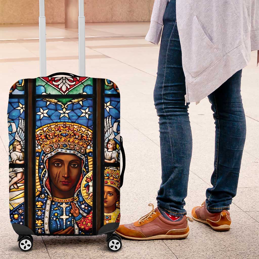 Polish Black Madonna of Czestochowa Luggage Cover Our Lady of Poland Stained Glass