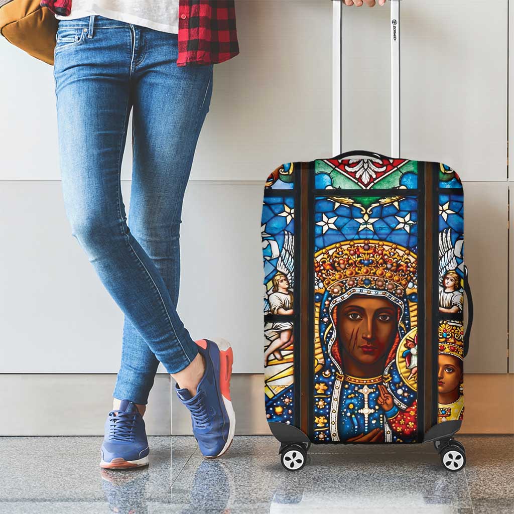 Polish Black Madonna of Czestochowa Luggage Cover Our Lady of Poland Stained Glass