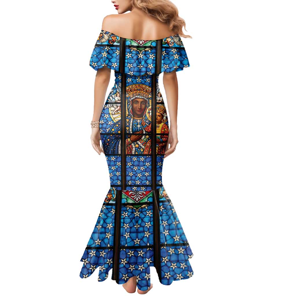 Polish Black Madonna of Czestochowa Mermaid Dress Our Lady of Poland Stained Glass