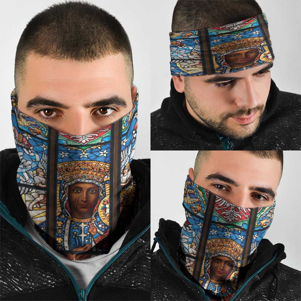 Polish Black Madonna of Czestochowa Neck Gaiter Our Lady of Poland Stained Glass