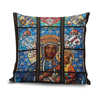 Polish Black Madonna of Czestochowa Pillow Cover Our Lady of Poland Stained Glass