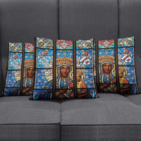 Polish Black Madonna of Czestochowa Pillow Cover Our Lady of Poland Stained Glass
