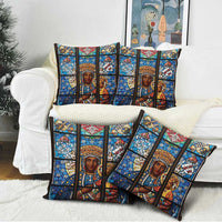 Polish Black Madonna of Czestochowa Pillow Cover Our Lady of Poland Stained Glass