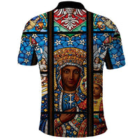 Polish Black Madonna of Czestochowa Polo Shirt Our Lady of Poland Stained Glass