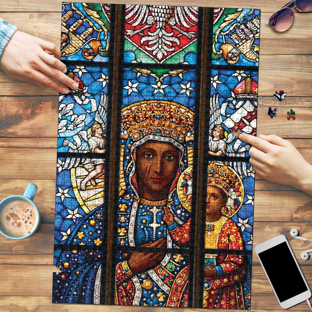 Polish Black Madonna of Czestochowa Puzzle Our Lady of Poland Stained Glass