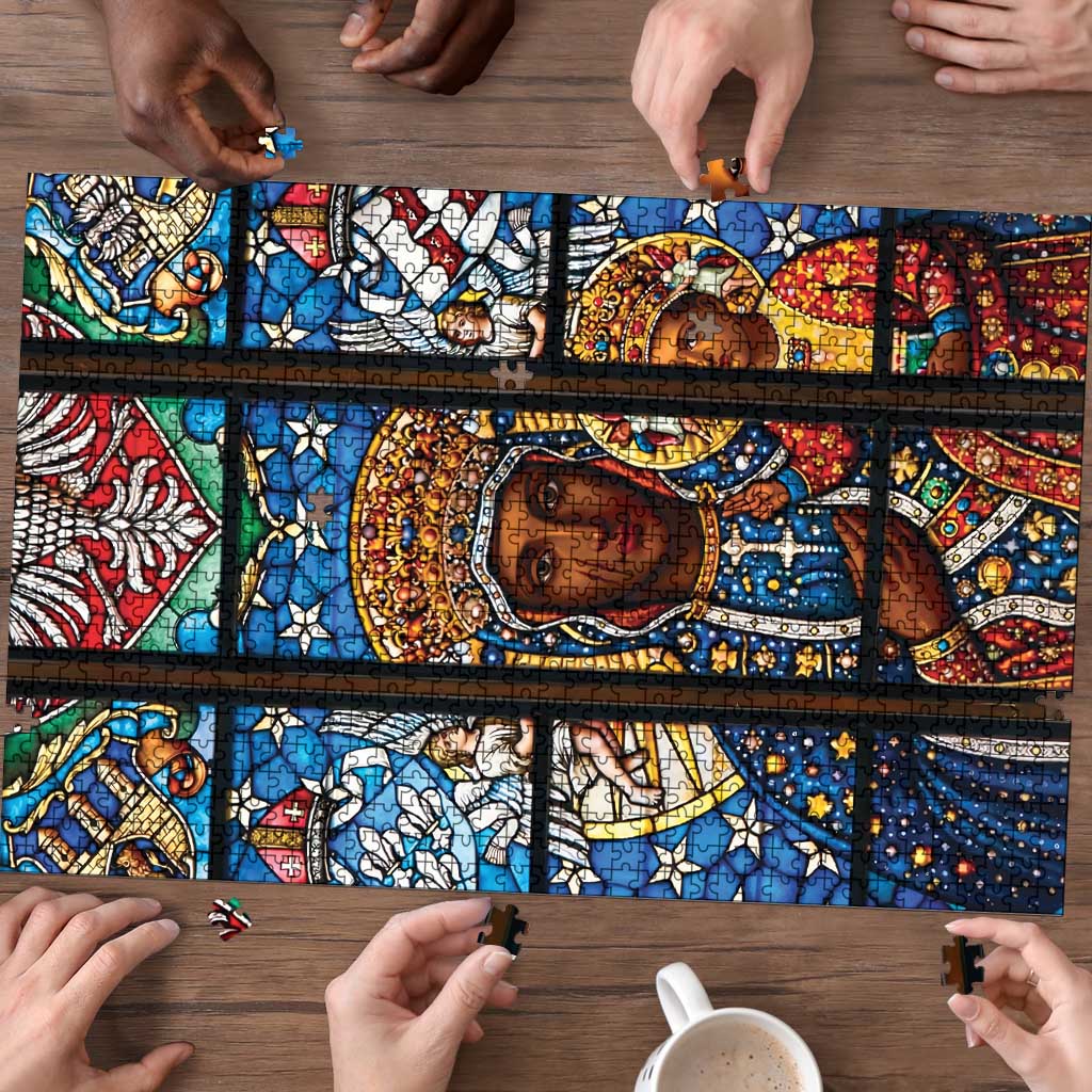 Polish Black Madonna of Czestochowa Puzzle Our Lady of Poland Stained Glass