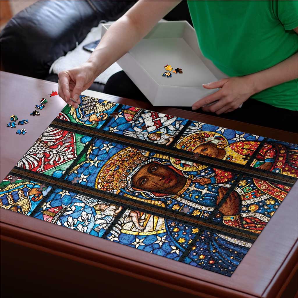 Polish Black Madonna of Czestochowa Puzzle Our Lady of Poland Stained Glass