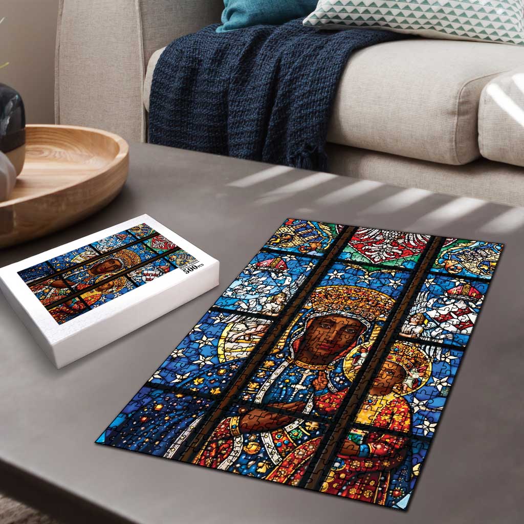Polish Black Madonna of Czestochowa Puzzle Our Lady of Poland Stained Glass