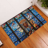 Polish Black Madonna of Czestochowa Rubber Doormat Our Lady of Poland Stained Glass