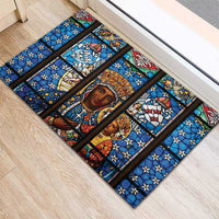 Polish Black Madonna of Czestochowa Rubber Doormat Our Lady of Poland Stained Glass