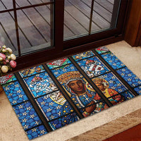 Polish Black Madonna of Czestochowa Rubber Doormat Our Lady of Poland Stained Glass