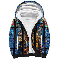 Polish Black Madonna of Czestochowa Sherpa Hoodie Our Lady of Poland Stained Glass