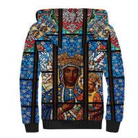 Polish Black Madonna of Czestochowa Sherpa Hoodie Our Lady of Poland Stained Glass