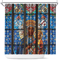 Polish Black Madonna of Czestochowa Shower Curtain Our Lady of Poland Stained Glass