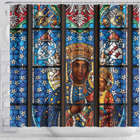 Polish Black Madonna of Czestochowa Shower Curtain Our Lady of Poland Stained Glass