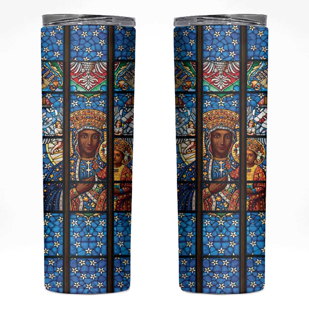 Polish Black Madonna of Czestochowa Skinny Tumbler Our Lady of Poland Stained Glass