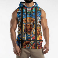 Polish Black Madonna of Czestochowa Sleeveless Hoodie Our Lady of Poland Stained Glass