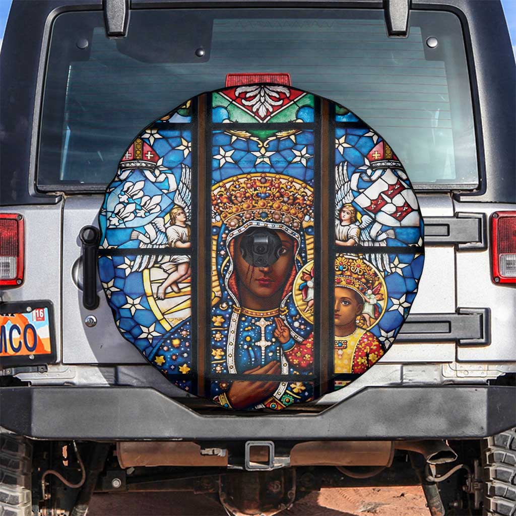 Polish Black Madonna of Czestochowa Spare Tire Cover Our Lady of Poland Stained Glass