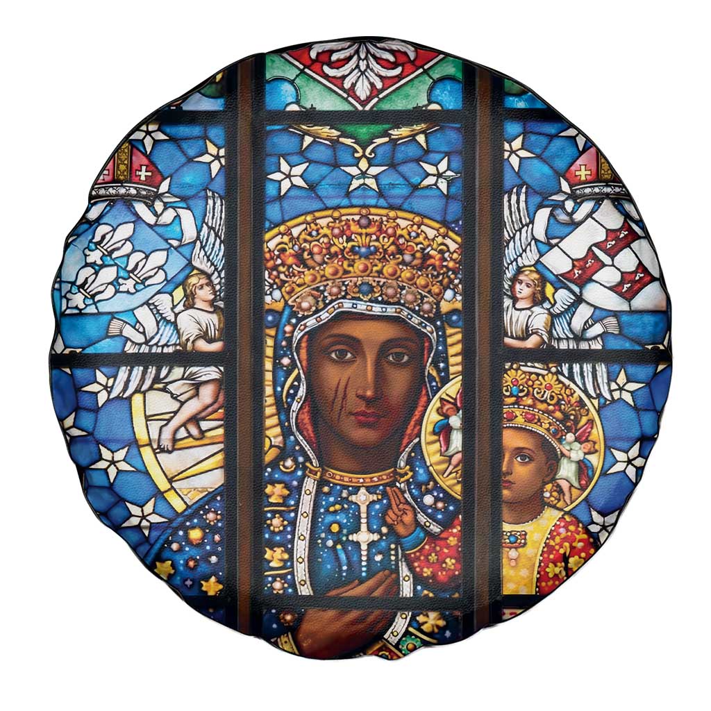 Polish Black Madonna of Czestochowa Spare Tire Cover Our Lady of Poland Stained Glass