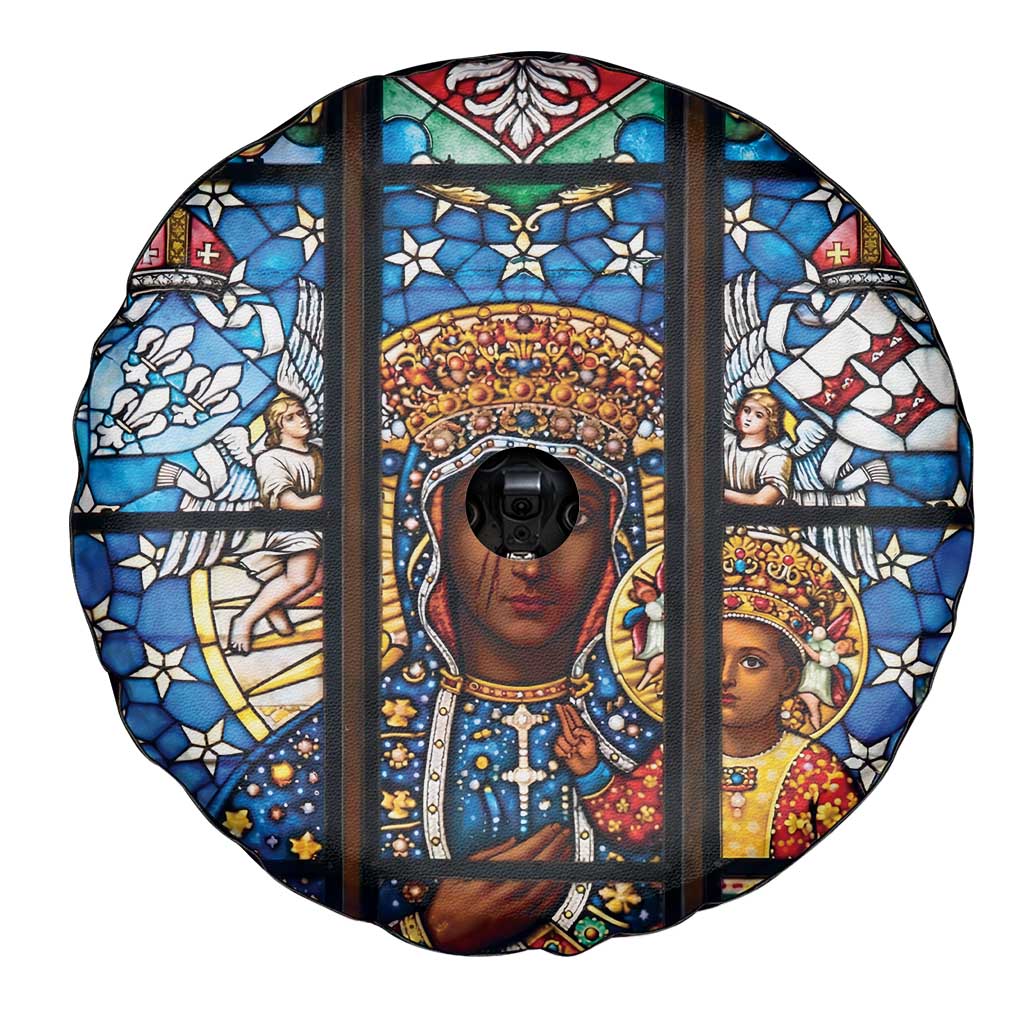 Polish Black Madonna of Czestochowa Spare Tire Cover Our Lady of Poland Stained Glass