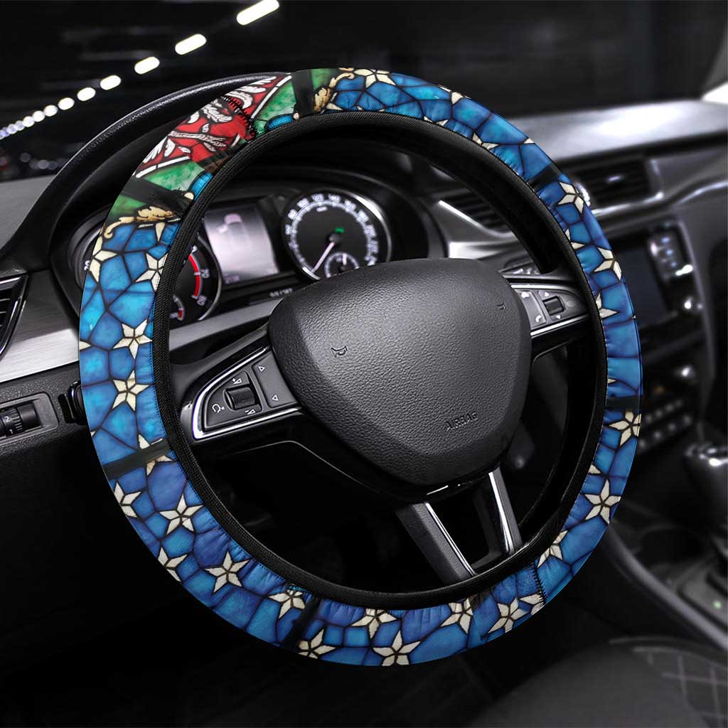 Polish Black Madonna of Czestochowa Steering Wheel Cover Our Lady of Poland Stained Glass