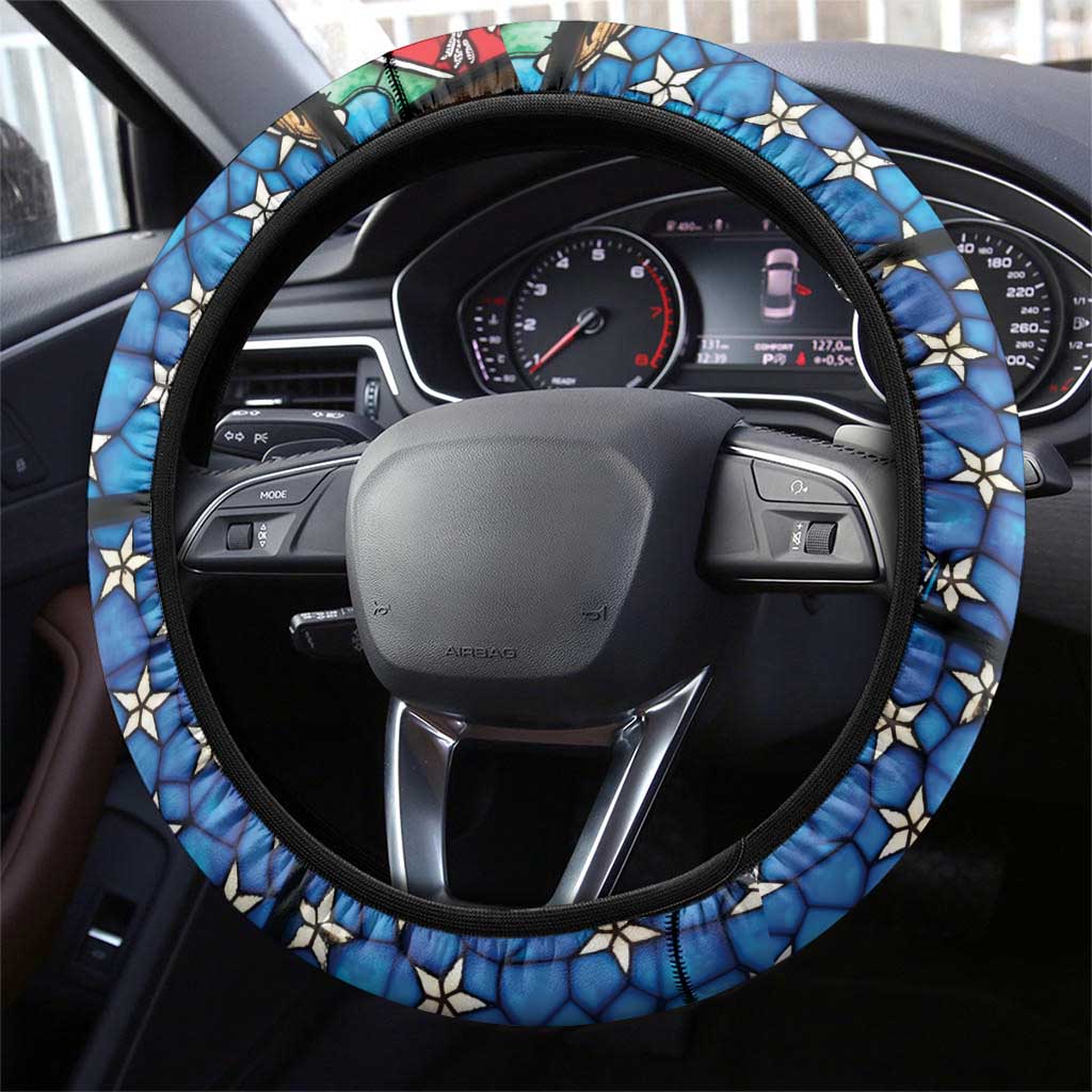 Polish Black Madonna of Czestochowa Steering Wheel Cover Our Lady of Poland Stained Glass