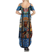 Polish Black Madonna of Czestochowa Summer Maxi Dress Our Lady of Poland Stained Glass