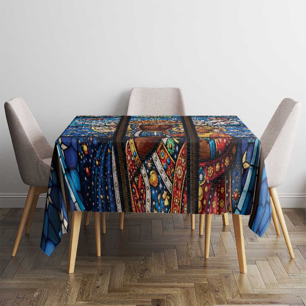 Polish Black Madonna of Czestochowa Tablecloth Our Lady of Poland Stained Glass